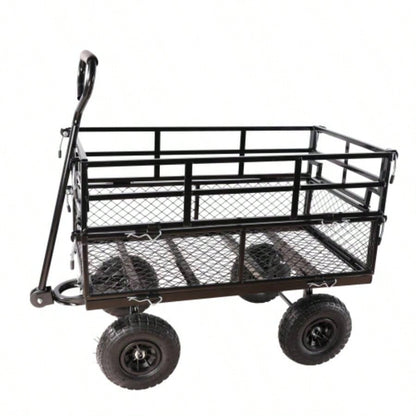 Black double fence utility cart Wagon Cart Garden cart trucks make it easier to transport firewood