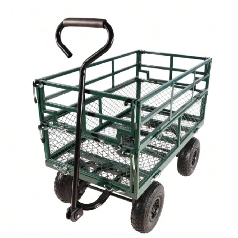 Black double fence utility cart Wagon Cart Garden cart trucks make it easier to transport firewood