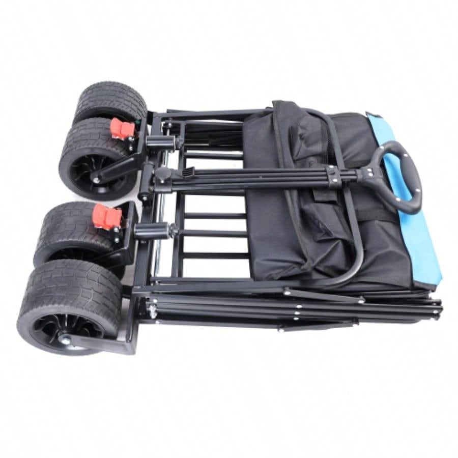 Big large capacity Folding cart Long Extender Wagon Cart Folding Wagon Garden Shopping Beach Cart black+ blue