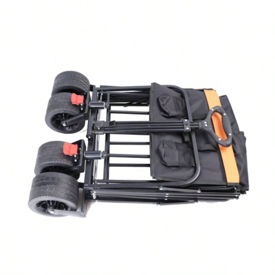 Big large capacity Folding cart Long Extender Wagon Cart Folding Wagon Garden Shopping Beach Cart black+ orange