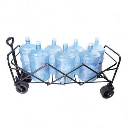 Big large capacity Folding cart Long Extender Wagon Cart Folding Wagon Garden Shopping Beach Cart black+ blue