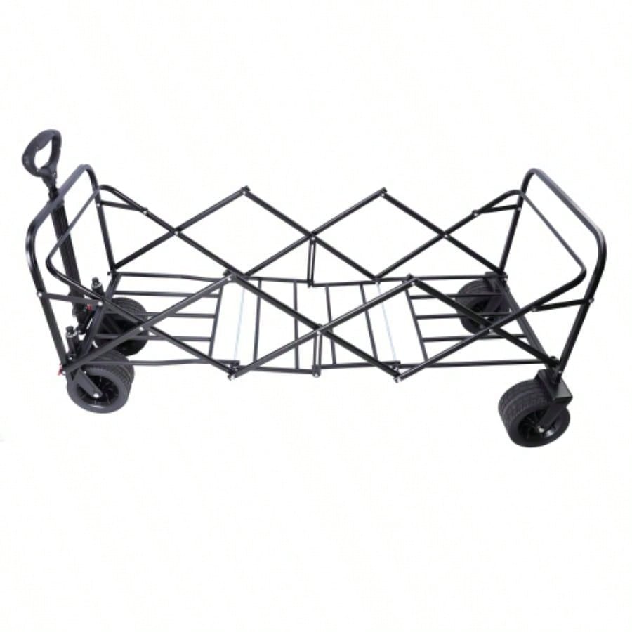 Big large capacity Folding cart Long Extender Wagon Cart Folding Wagon Garden Shopping Beach Cart black+ orange