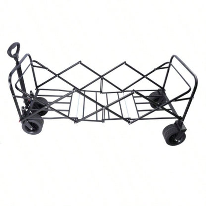 Big large capacity Folding cart Long Extender Wagon Cart Folding Wagon Garden Shopping Beach Cart black+ orange