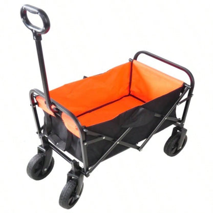 Big large capacity Folding cart Long Extender Wagon Cart Folding Wagon Garden Shopping Beach Cart black+ orange
