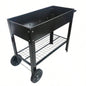 Mobile Metal Raised Garden Bed Cart with, Elevated Tall Planter Box with Wheels Outdoor Indoors House Patio Backyard Vegetables Tomato Herb Grow Black