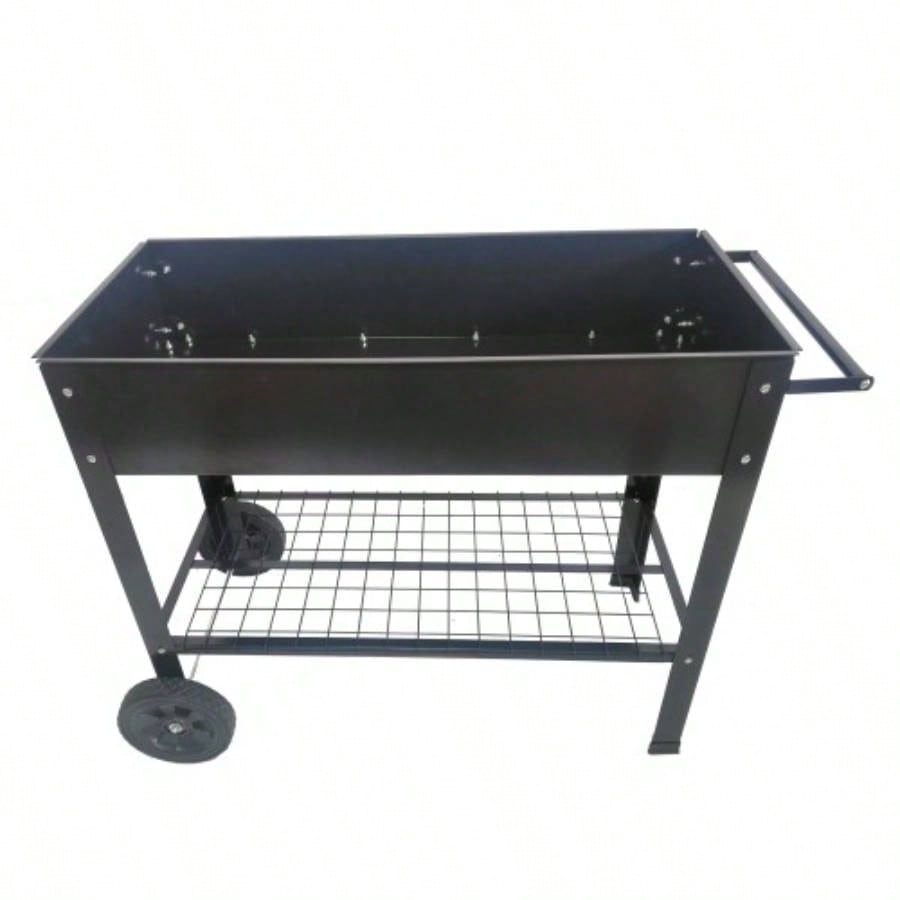 Mobile Metal Raised Garden Bed Cart with, Elevated Tall Planter Box with Wheels Outdoor Indoors House Patio Backyard Vegetables Tomato Herb Grow Black