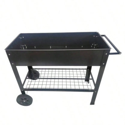 Mobile Metal Raised Garden Bed Cart with, Elevated Tall Planter Box with Wheels Outdoor Indoors House Patio Backyard Vegetables Tomato Herb Grow Black