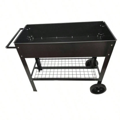 Mobile Metal Raised Garden Bed Cart with, Elevated Tall Planter Box with Wheels Outdoor Indoors House Patio Backyard Vegetables Tomato Herb Grow Black