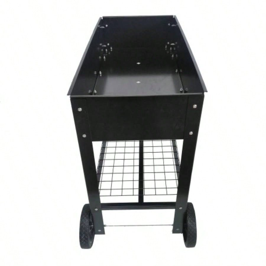 Mobile Metal Raised Garden Bed Cart with, Elevated Tall Planter Box with Wheels Outdoor Indoors House Patio Backyard Vegetables Tomato Herb Grow Black