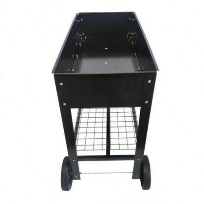 Mobile Metal Raised Garden Bed Cart with, Elevated Tall Planter Box with Wheels Outdoor Indoors House Patio Backyard Vegetables Tomato Herb Grow Black