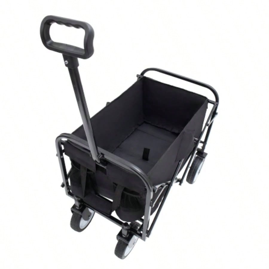 Minimeetall Extention ExCollapsible Foldable Wagon Cart Beach Wagon Heavy Duty Utility Cart Utility Wagon Grocery Cart Camping Shopping Sports Gardeing Fishing Supports 225lbs Black