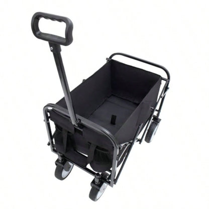 Minimeetall Extention ExCollapsible Foldable Wagon Cart Beach Wagon Heavy Duty Utility Cart Utility Wagon Grocery Cart Camping Shopping Sports Gardeing Fishing Supports 225lbs Black