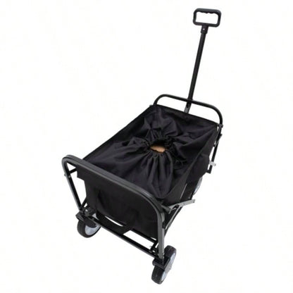Minimeetall Extention ExCollapsible Foldable Wagon Cart Beach Wagon Heavy Duty Utility Cart Utility Wagon Grocery Cart Camping Shopping Sports Gardeing Fishing Supports 225lbs Black