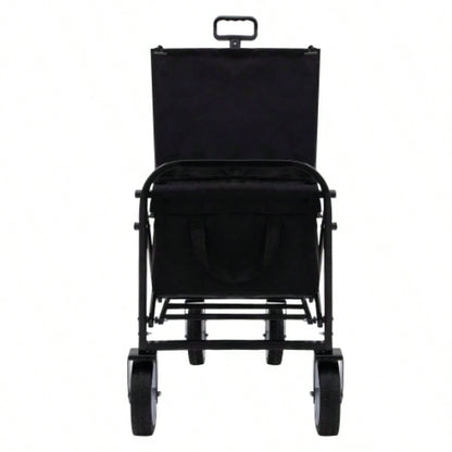 Minimeetall Extention ExCollapsible Foldable Wagon Cart Beach Wagon Heavy Duty Utility Cart Utility Wagon Grocery Cart Camping Shopping Sports Gardeing Fishing Supports 225lbs Black