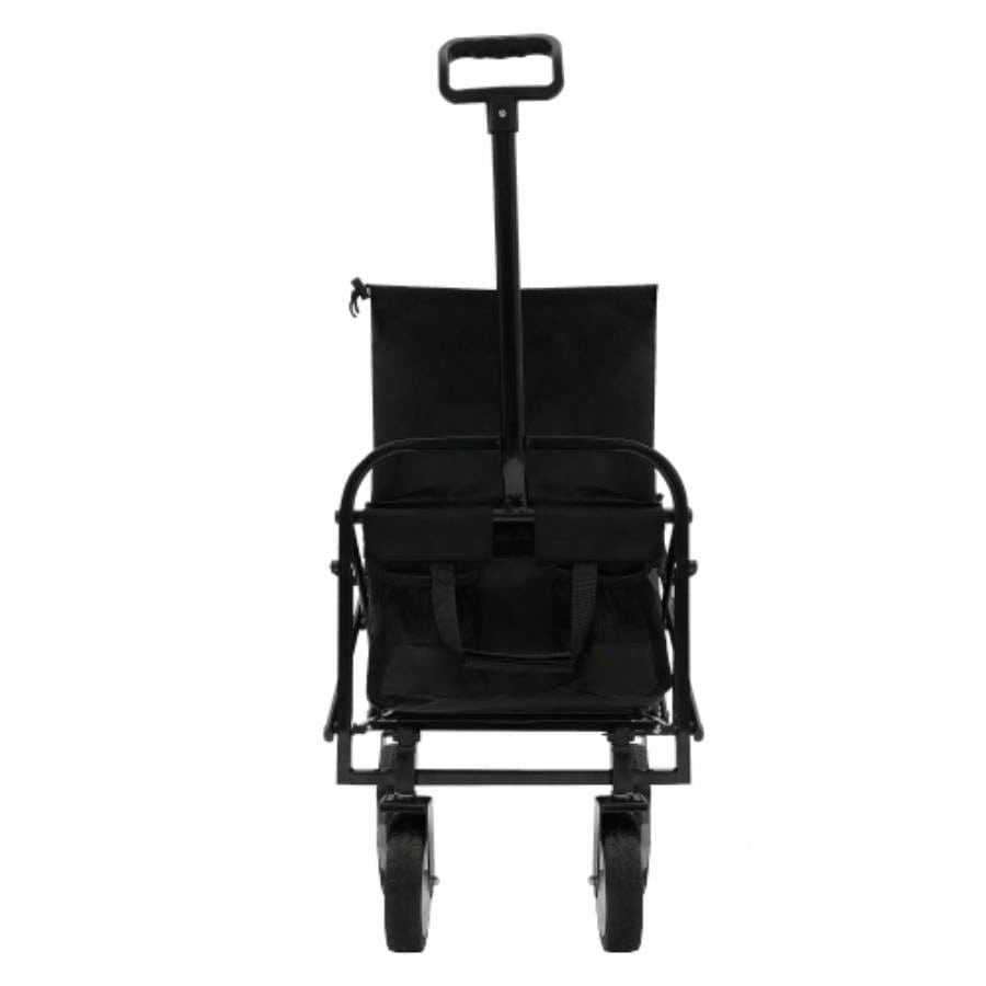 Minimeetall Extention ExCollapsible Foldable Wagon Cart Beach Wagon Heavy Duty Utility Cart Utility Wagon Grocery Cart Camping Shopping Sports Gardeing Fishing Supports 225lbs Black
