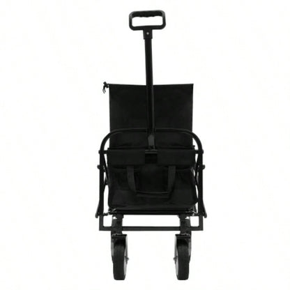 Minimeetall Extention ExCollapsible Foldable Wagon Cart Beach Wagon Heavy Duty Utility Cart Utility Wagon Grocery Cart Camping Shopping Sports Gardeing Fishing Supports 225lbs Black