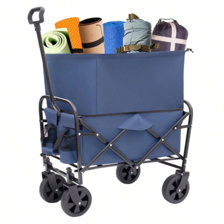 Minimeetall Extention ExCollapsible Foldable Wagon Cart Beach Wagon Heavy Duty Utility Cart Utility Wagon Grocery Cart Camping Shopping Sports Gardeing Fishing Supports 225lbs Black