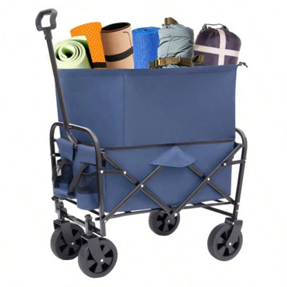 Minimeetall Extention ExCollapsible Foldable Wagon Cart Beach Wagon Heavy Duty Utility Cart Utility Wagon Grocery Cart Camping Shopping Sports Gardeing Fishing Supports 225lbs Black