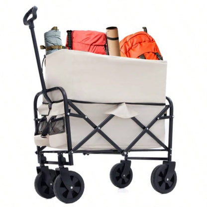 Minimeetall Extention ExCollapsible Foldable Wagon Cart Beach Wagon Heavy Duty Utility Cart Utility Wagon Grocery Cart Camping Shopping Sports Gardeing Fishing Supports 225lbs Black