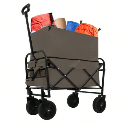 Minimeetall Extention ExCollapsible Foldable Wagon Cart Beach Wagon Heavy Duty Utility Cart Utility Wagon Grocery Cart Camping Shopping Sports Gardeing Fishing Supports 225lbs Black
