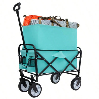 Minimeetall Extention ExCollapsible Foldable Wagon Cart Beach Wagon Heavy Duty Utility Cart Utility Wagon Grocery Cart Camping Shopping Sports Gardeing Fishing Supports 225lbs Black