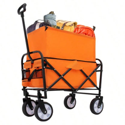 Minimeetall Extention ExCollapsible Foldable Wagon Cart Beach Wagon Heavy Duty Utility Cart Utility Wagon Grocery Cart Camping Shopping Sports Gardeing Fishing Supports 225lbs Black