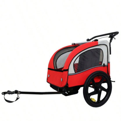 2 - in - 1 Double 2 with 5 - point safety harnesses Bike Trailer Jogger Stroller Kids Children Foldable Collapsible/Pivot Front Wheel, Storage Bag