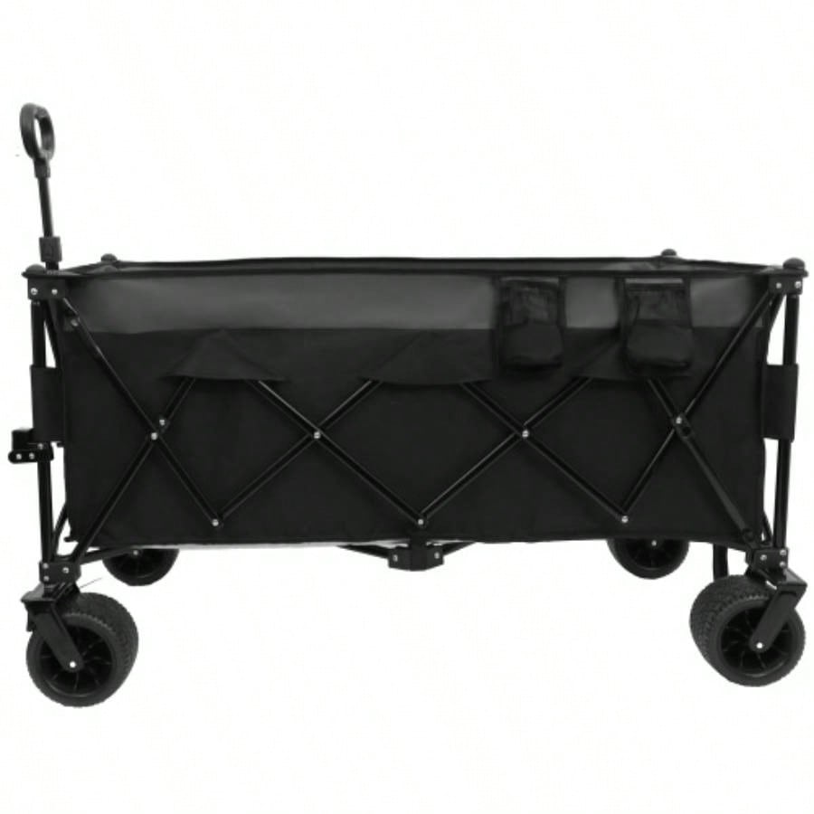 51 - inch long large Heavy - Duty Foldable Utility Wagon - 480lbs Capacity, Patented Ultra - Stable Frame, 1: 6 Space - Saving Fold All - Terrain Wheels, No Assembly Needed, Black