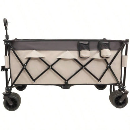 51 - inch long large Heavy - Duty Foldable Utility Wagon - 480lbs Capacity, Patented Ultra - Stable Frame, 1: 6 Space - Saving Fold All - Terrain Wheels, No Assembly Needed, Black