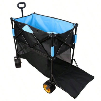 Big large capacity Folding cart Long Extender Wagon Cart Folding Wagon Garden Shopping Beach Cart black+ blue