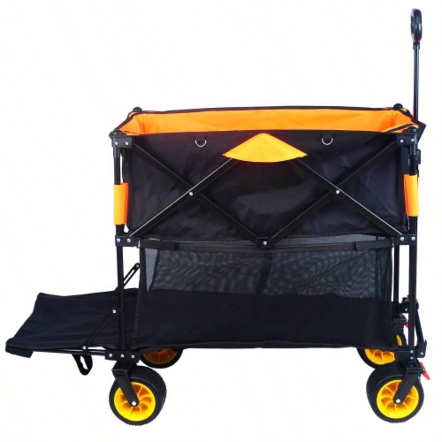 Big large capacity Folding cart Long Extender Wagon Cart Folding Wagon Garden Shopping Beach Cart black+ blue