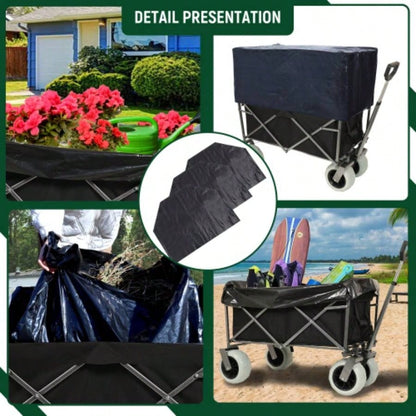 Beach Wagon with Big Wheels Sand 500lbs capacity - All Terrain Steel Frame Utility Cart with 9 Pneumatic Tires, Collapsible Folding Design, strap with multiuse bag, black