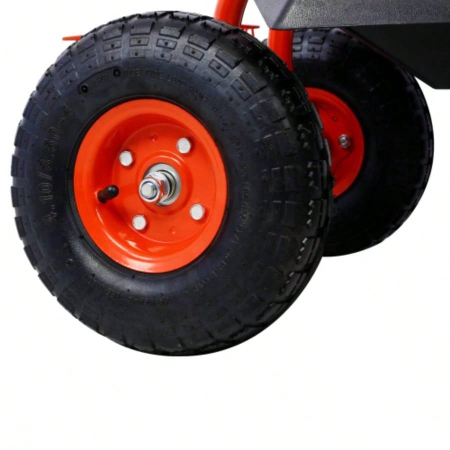 Rolling Garden Scooter Garden Cart with Wheels and Tray, 360 Swivel, Red - refurbished