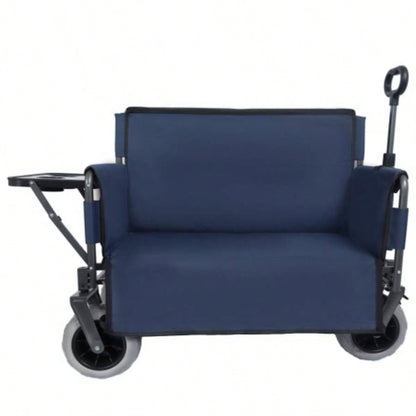 3 - in - 1 Folding Wagon with Rear - Mounted Folding Tabletop - 500lbs Capacity, 9x4 Beach Tires Camping, Beach, Dark Blue