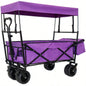 480Lbs Collapsible Wagon with Canopy, Wagon Stroller with All - Terrain Wheels, Lightweight Foldable Wagon, Large Capacity Camping, Shopping, Sports, and Garden Use, purple