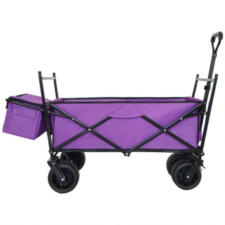 480Lbs Collapsible Wagon with Canopy, Wagon Stroller with All - Terrain Wheels, Lightweight Foldable Wagon, Large Capacity Camping, Shopping, Sports, and Garden Use, purple