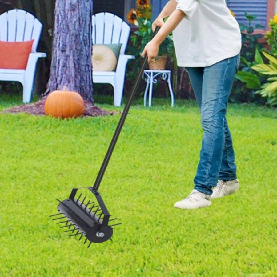 Garden Hose Reel Cart - 4 Wheels Portable Garden Hose Reel Cart with Storage Basket Rust Resistant Heavy Duty Hose Holder
