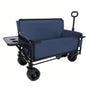 3 - in - 1 Convertible Folding Wagon Cart with Rear - Mounted Folding Tabletop - 500lbs Heavy - Duty Utility Wagon, 180L Capacity All - Terrain Wheels Camping, Beach, Sports, Garden, dark blue