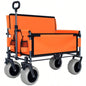 3 - in - 1 Folding Wagon with - 500lbs Capacity, 9x4 Beach Tires Camping Beach, orange