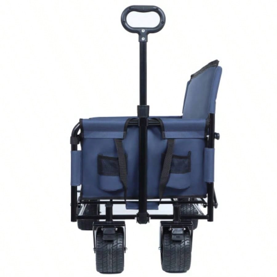 3 - in - 1 Convertible Folding Wagon Cart with Rear - Mounted Folding Tabletop - 500lbs Heavy - Duty Utility Wagon, 180L Capacity All - Terrain Wheels Camping, Beach, Sports, Garden, dark blue