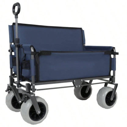 3 - in - 1 Folding Wagon with - 500lbs Capacity, 9x4 Beach Tires Camping Beach, orange
