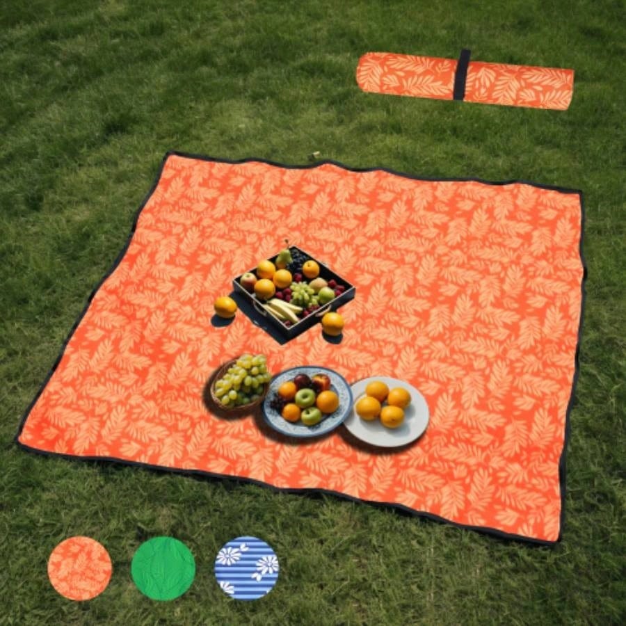 Heavy - Duty 480lbs Folding Wagon Cart with Bonus Picnic - All - Terrain Beach Wheels, Drink Holders, Brakes Side Pocket Camping, Garden, Sports, orange print