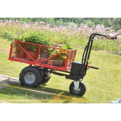 Wheelbarrow Utility Cart Powered Cart 48V28Ah 500W Capacity 500lbs 230kg Material Hauler 1000lbs Towing