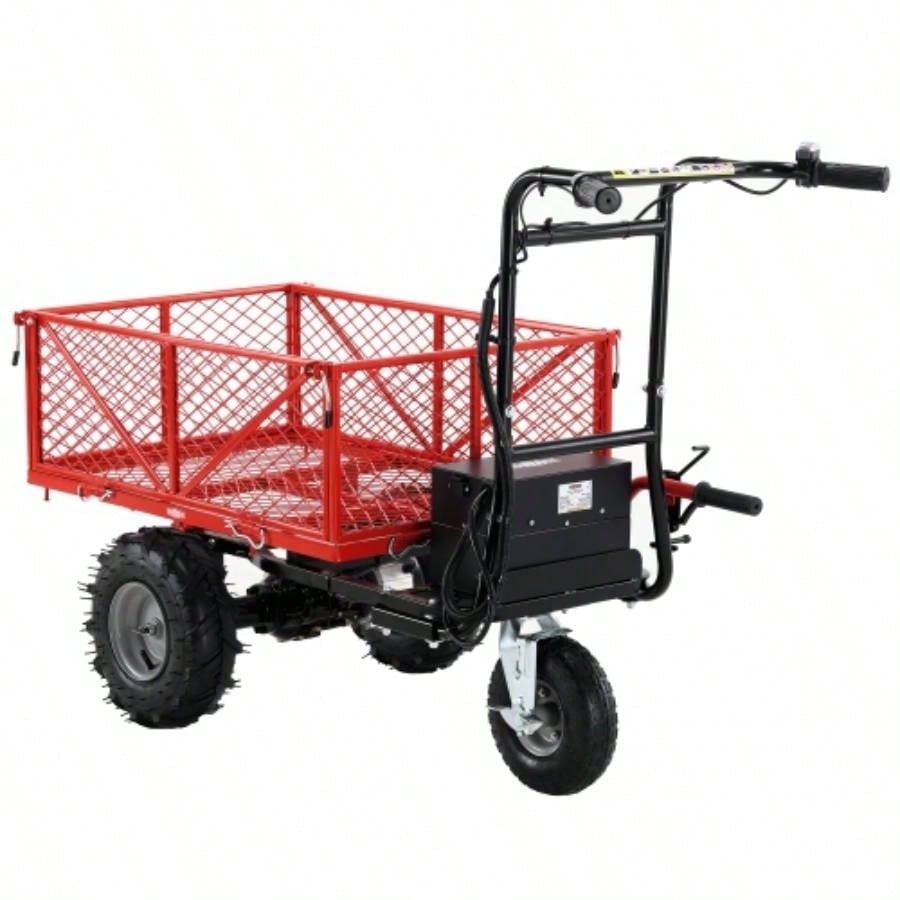 Wheelbarrow Utility Cart Powered Cart 48V28Ah 500W Capacity 500lbs 230kg Material Hauler 1000lbs Towing