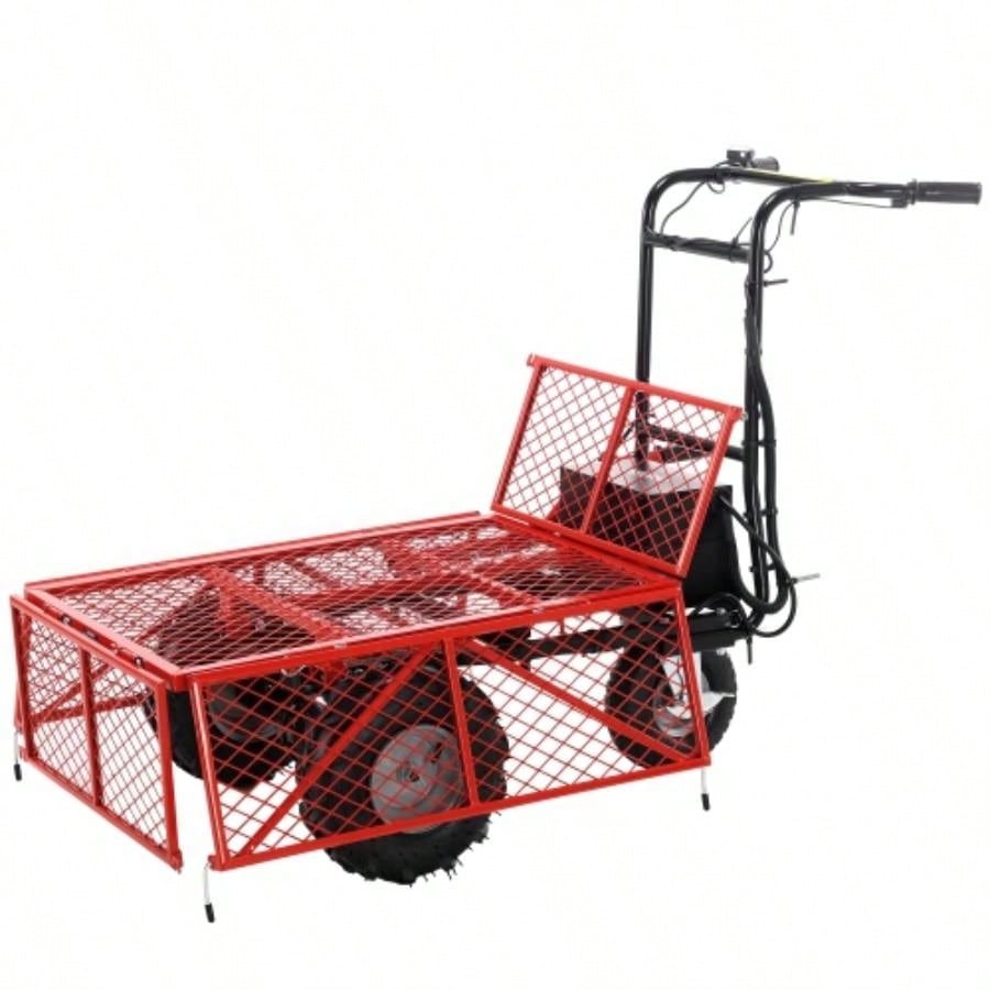 Wheelbarrow Utility Cart Powered Cart 48V28Ah 500W Capacity 500lbs 230kg Material Hauler 1000lbs Towing