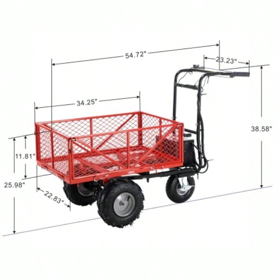 Wheelbarrow Utility Cart Powered Cart 48V28Ah 500W Capacity 500lbs 230kg Material Hauler 1000lbs Towing
