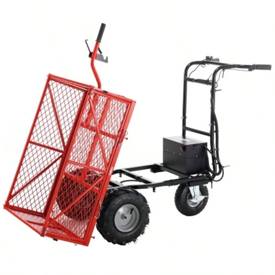 Wheelbarrow Utility Cart Powered Cart 48V28Ah 500W Capacity 500lbs 230kg Material Hauler 1000lbs Towing
