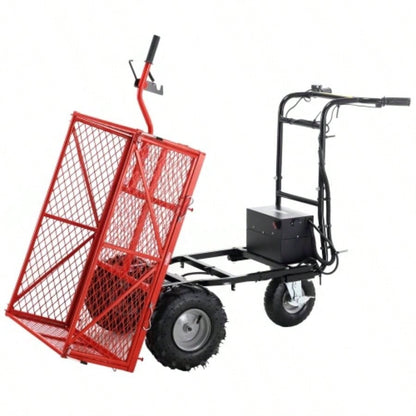 Wheelbarrow Utility Cart Powered Cart 48V28Ah 500W Capacity 500lbs 230kg Material Hauler 1000lbs Towing