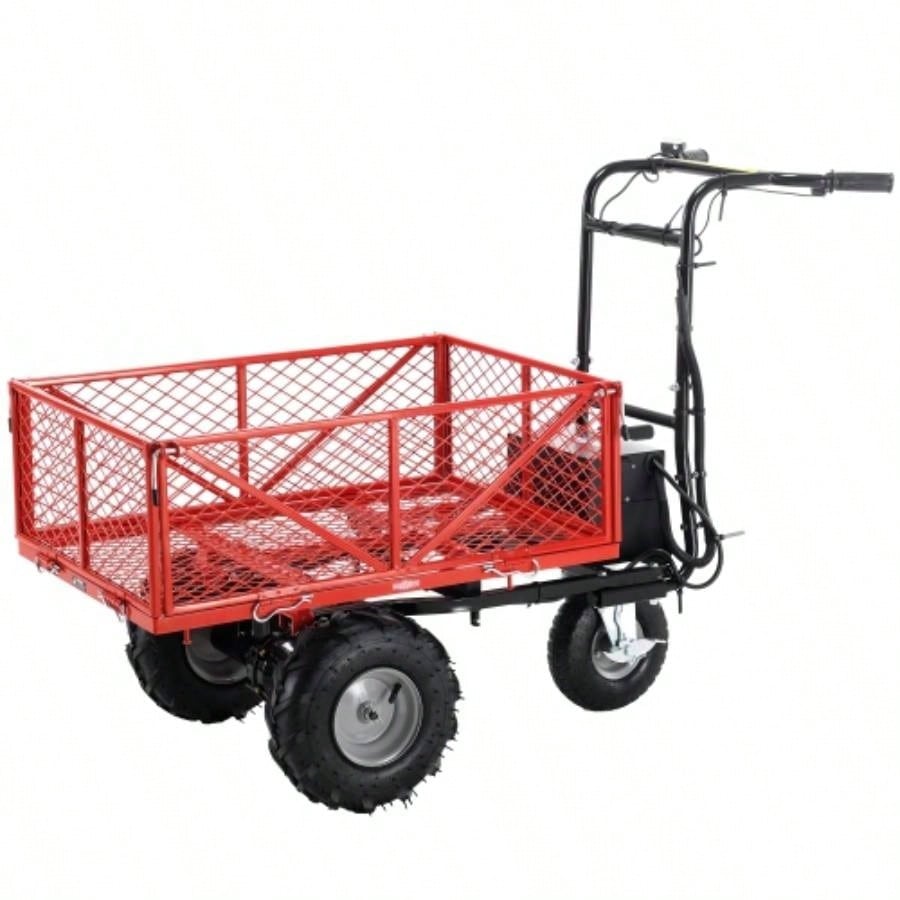Wheelbarrow Utility Cart Powered Cart 48V28Ah 500W Capacity 500lbs 230kg Material Hauler 1000lbs Towing