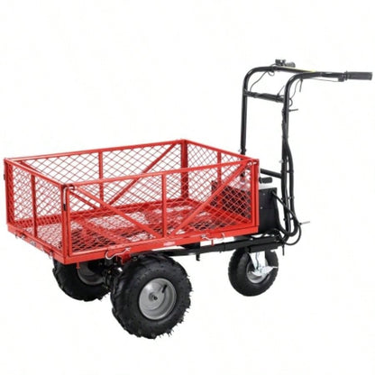 Wheelbarrow Utility Cart Powered Cart 48V28Ah 500W Capacity 500lbs 230kg Material Hauler 1000lbs Towing